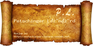 Petschinger Lénárd névjegykártya